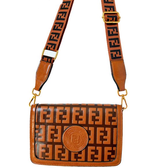 Fanpinbag Handbags - SOLD OUT       Fanpinbag 2 tone Brown PU Shoulder Bag Medium 9"